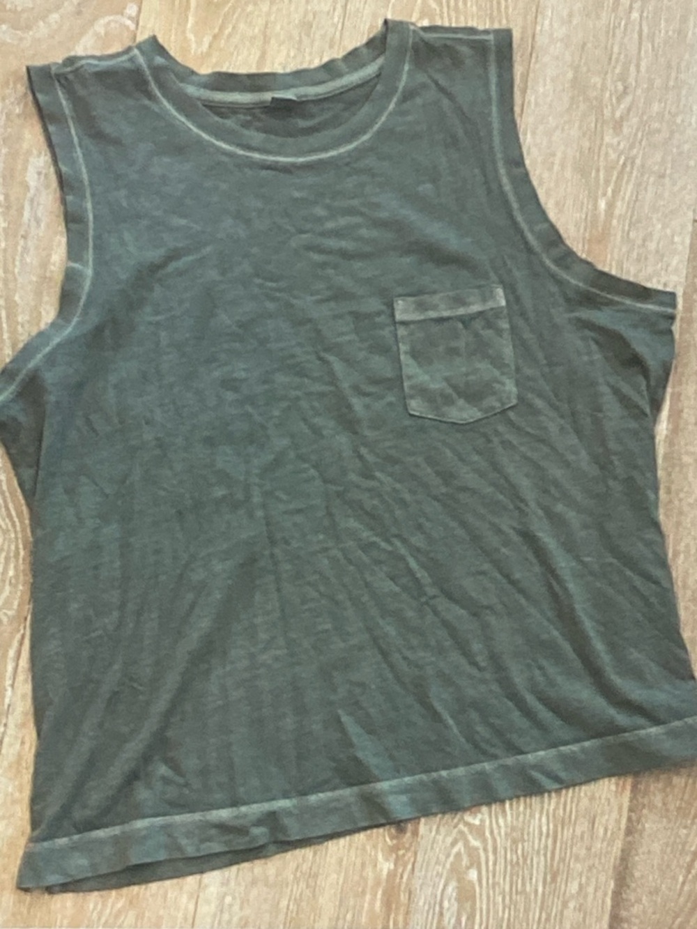 Old Navy Men's Olive Green Sleeveless Tank with Chest Pocket